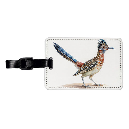 Greater Roadrunner New Mexico State Bird Illustration Travel Faux Leather Luggage Tag