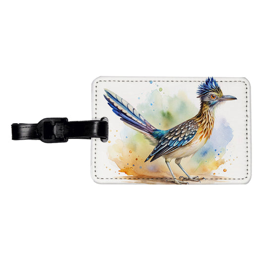 Greater Roadrunner New Mexico State Bird Watercolor Travel Faux Leather Luggage Tag