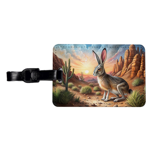 Jackrabbit In Desert Travel Faux Leather Luggage Tag