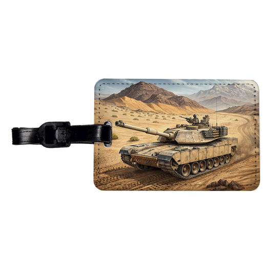 M1 Abrams Tank in the Desert Travel Faux Leather Luggage Tag