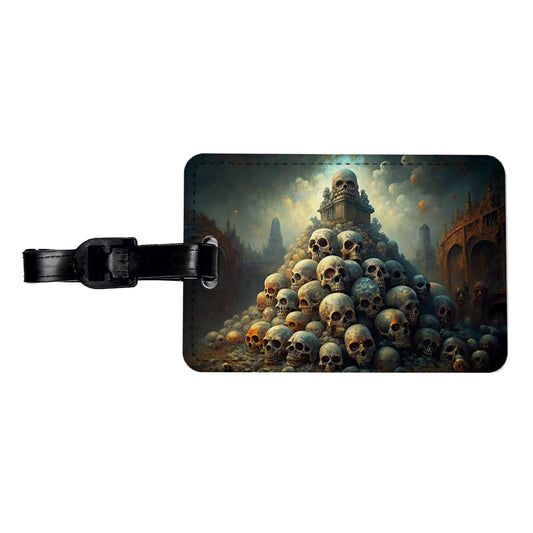 Pile Of Skulls Death Gothic Travel Faux Leather Luggage Tag