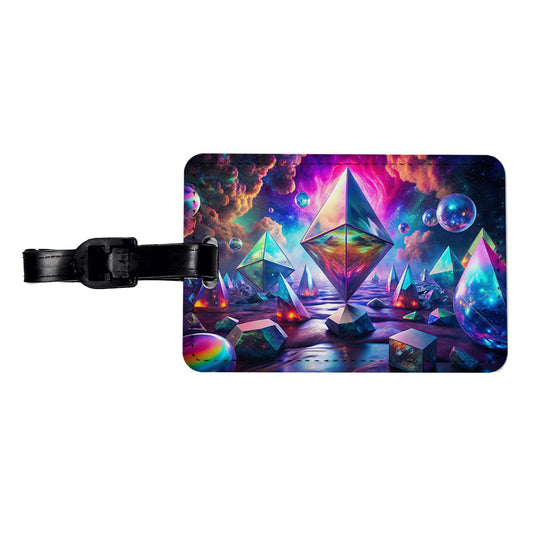 Psychedelic Crystals and Prisms Vibrant Colors Travel Faux Leather Luggage Tag