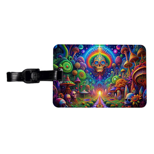 Psychedelic Fantasy Crazy Colorful Scene Travel Faux Leather Luggage Tag
