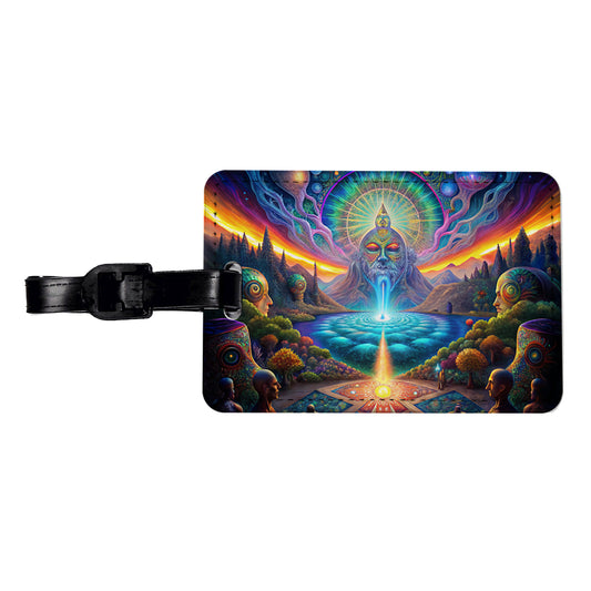 Psychedelic Mysticism Mystical Scene Travel Faux Leather Luggage Tag