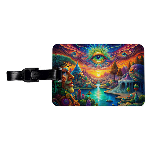 Psychedelic Trippy Artsy Design Travel Faux Leather Luggage Tag