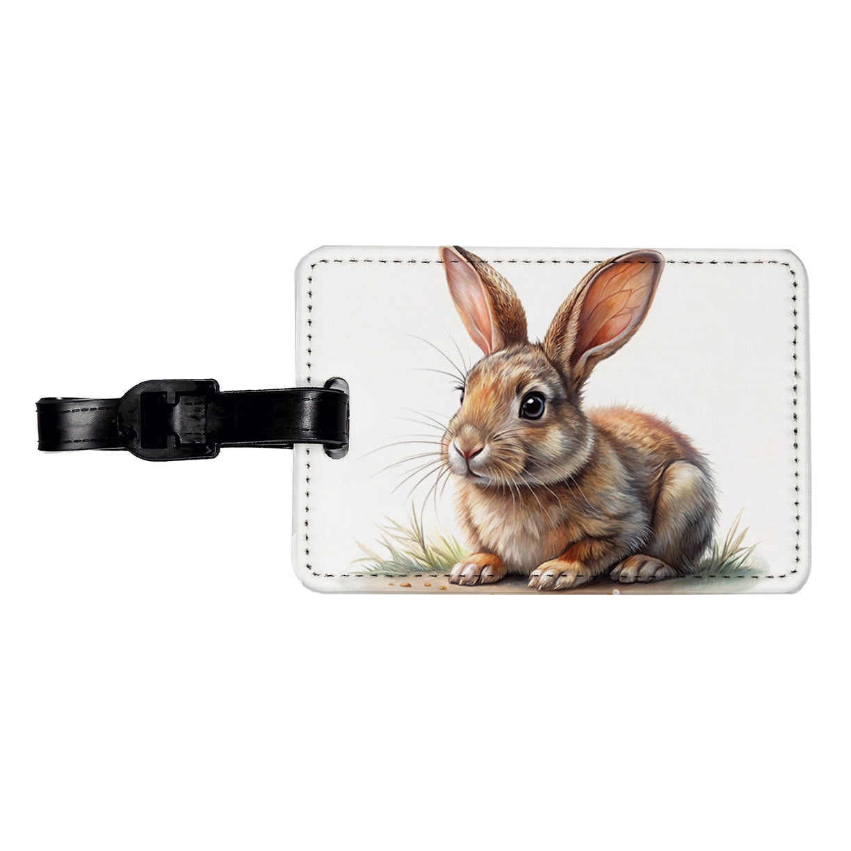 Rabbit Bunny Illustration Travel Faux Leather Luggage Tag