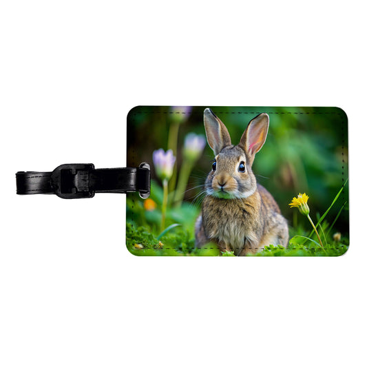 Rabbit Bunny Photo Travel Faux Leather Luggage Tag