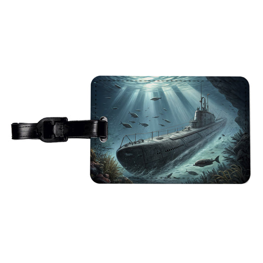WWII German U-Boat Submarine Travel Faux Leather Luggage Tag