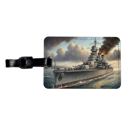 WWII Heavy Cruiser Travel Faux Leather Luggage Tag