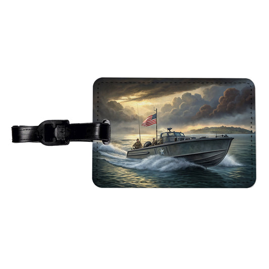 WWII US Navy PT Torpedo Boat Travel Faux Leather Luggage Tag