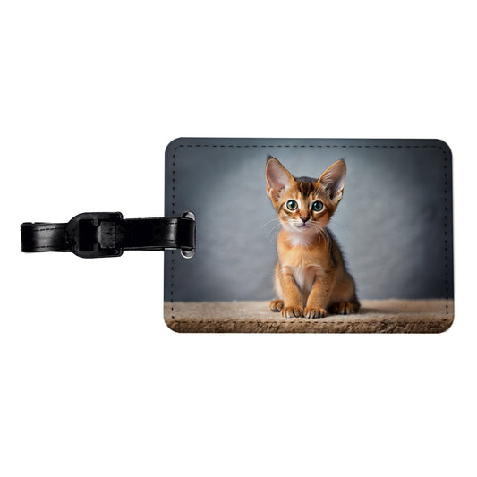 Abyssinian Cat Kitten Photo Travel Faux Leather Luggage Tag
