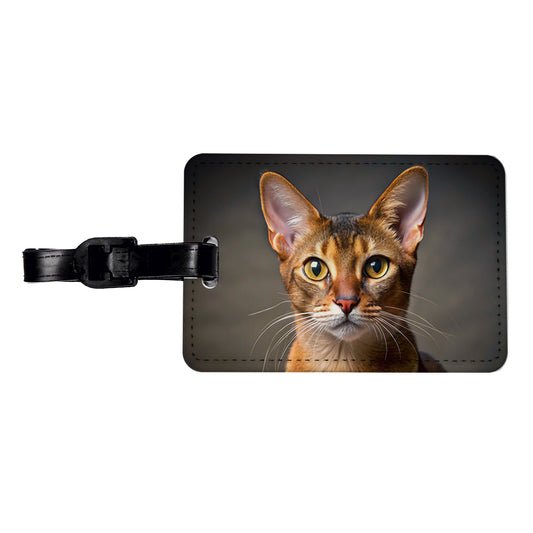 Abyssinian Cat Photo Travel Faux Leather Luggage Tag
