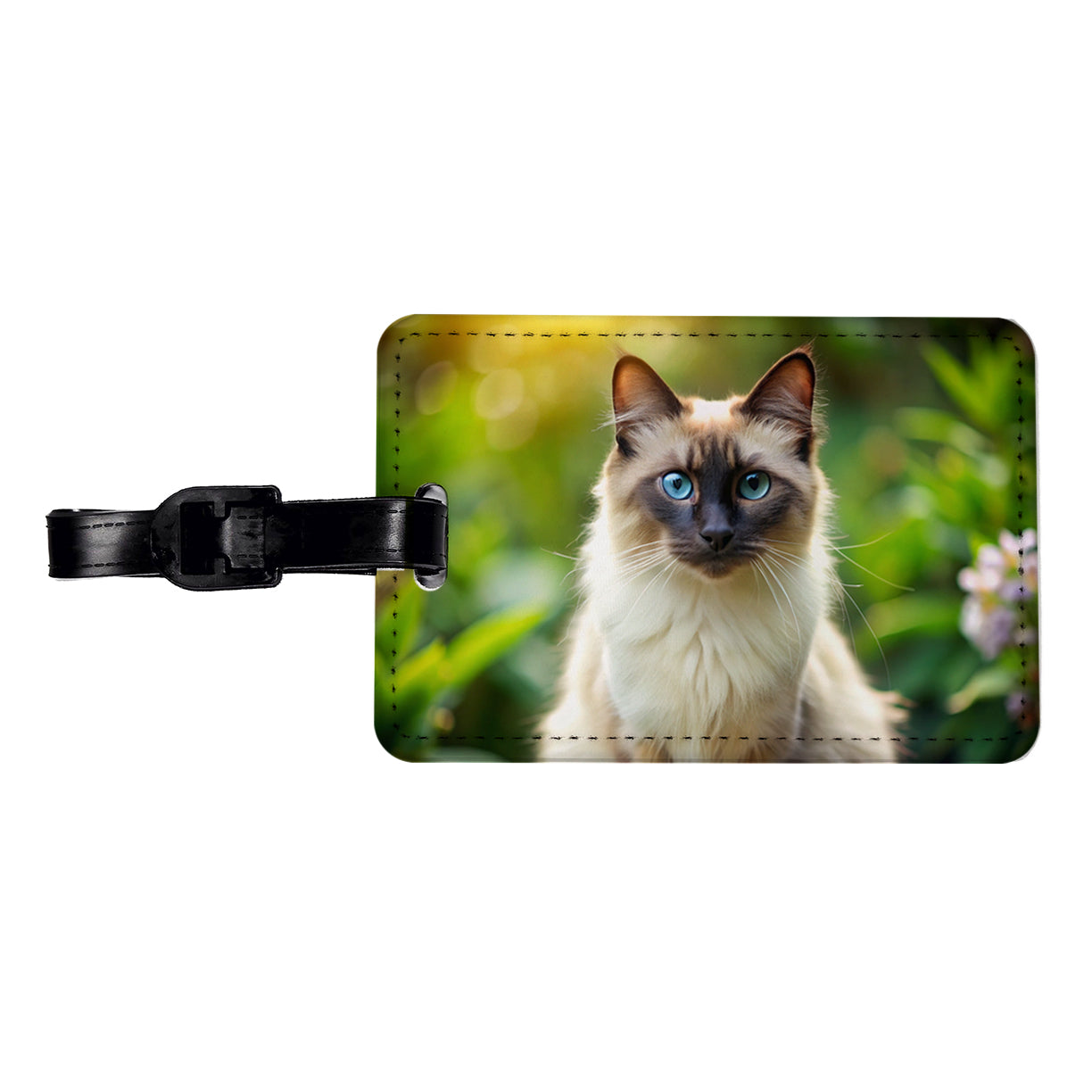Balinese Cat Photo Travel Faux Leather Luggage Tag