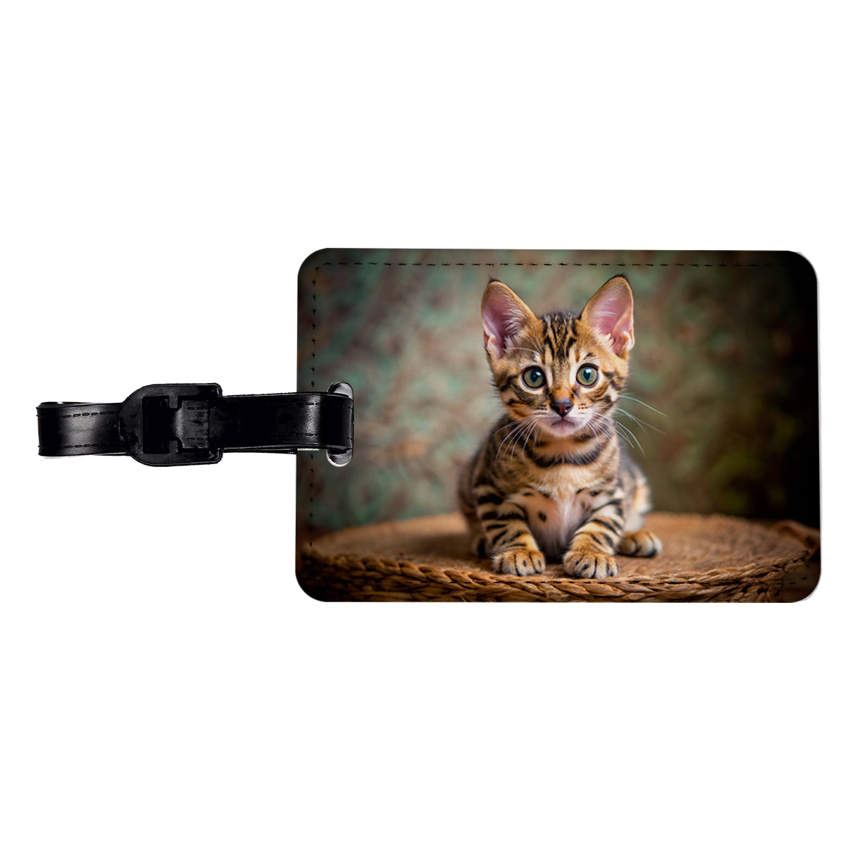Bengal Cat Kitten Photo Travel Faux Leather Luggage Tag