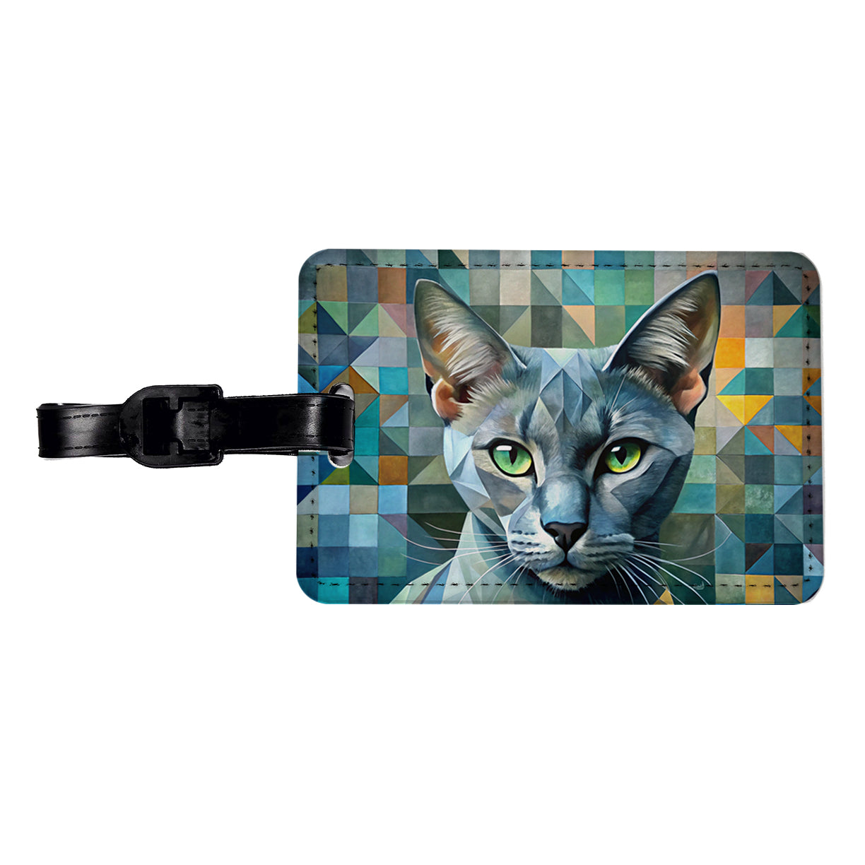 Burmese Cat Abstract Art Travel Faux Leather Luggage Tag