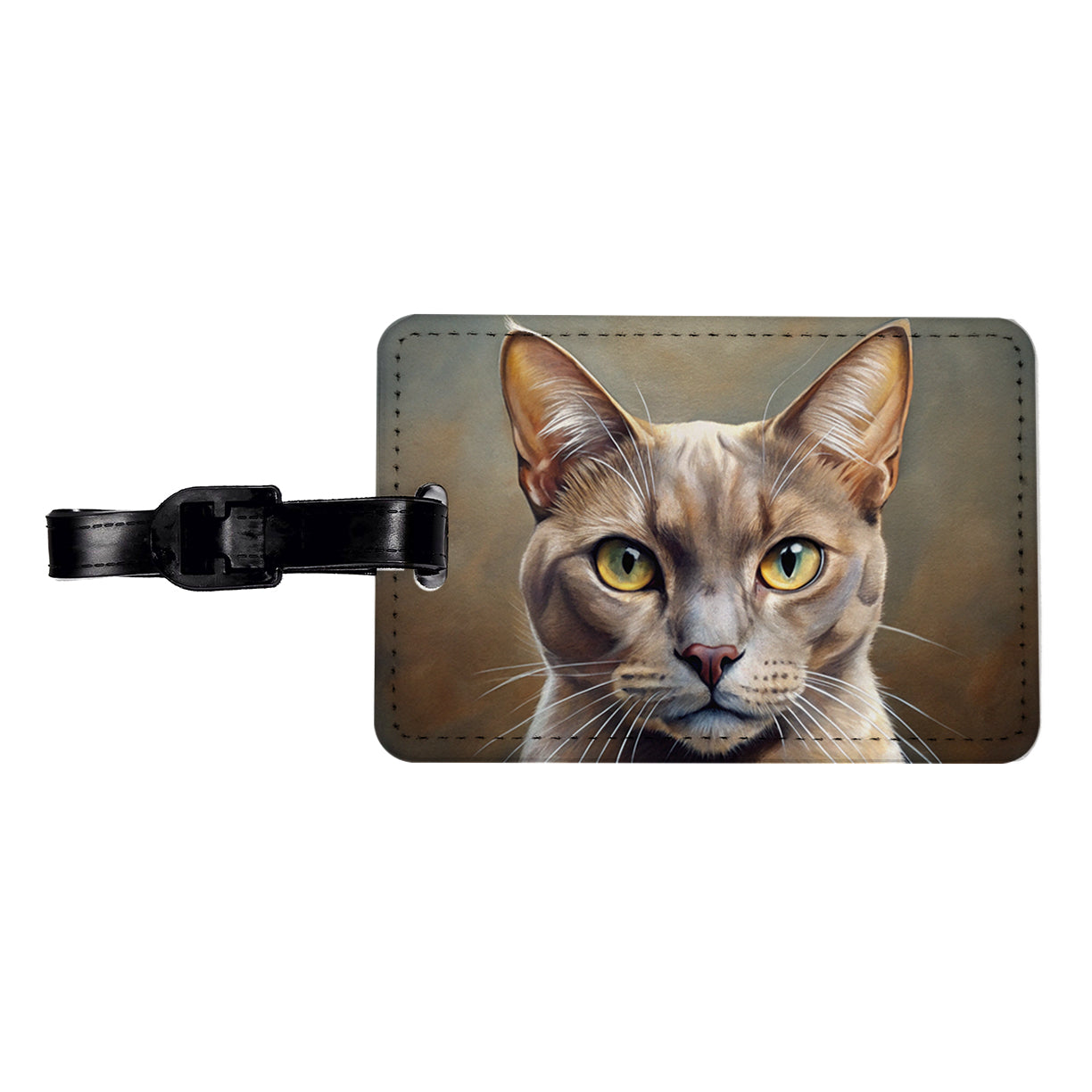 Burmese Cat Illustration Travel Faux Leather Luggage Tag