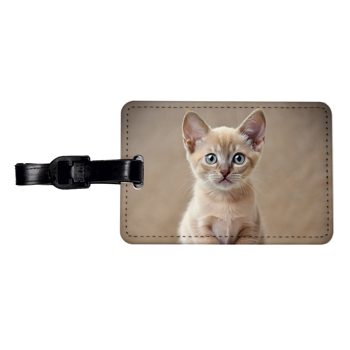Burmese Cat Kitten Photo Travel Faux Leather Luggage Tag