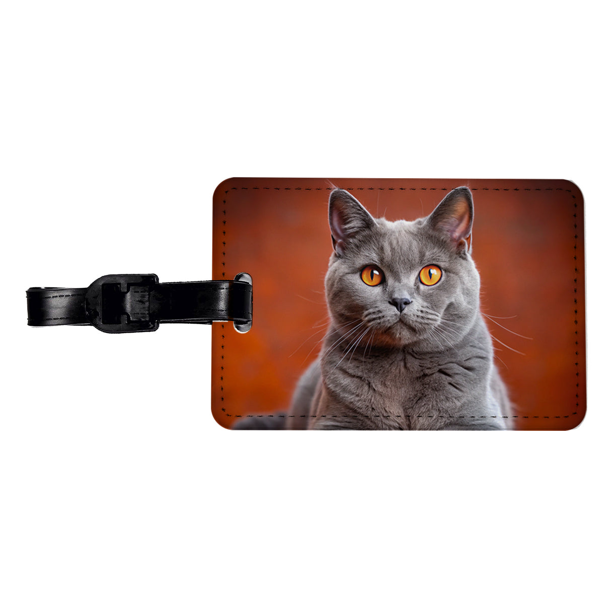 Chartreux Cat Photo Travel Faux Leather Luggage Tag