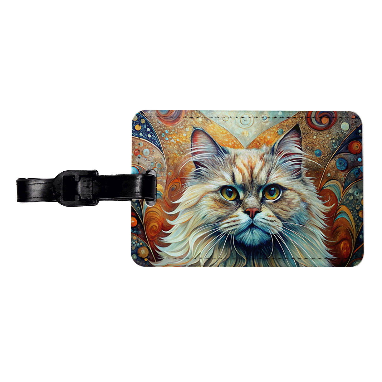 Classic Persian Cat Abstract Art Travel Faux Leather Luggage Tag