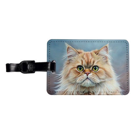 Classic Persian Cat Illustration Travel Faux Leather Luggage Tag