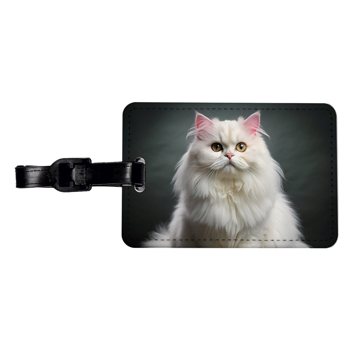 Classic Persian White Cat Photo Travel Faux Leather Luggage Tag