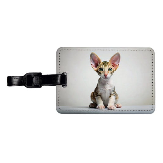 Cornish Rex Cat Kitten Photo Travel Faux Leather Luggage Tag