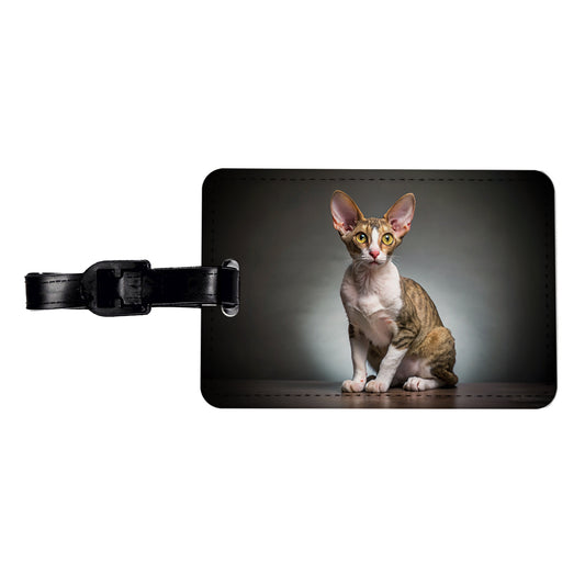 Cornish Rex Cat Photo Travel Faux Leather Luggage Tag