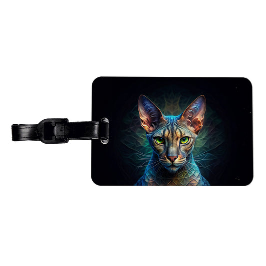 Egyptian Mau Cat Abstract Art Travel Faux Leather Luggage Tag