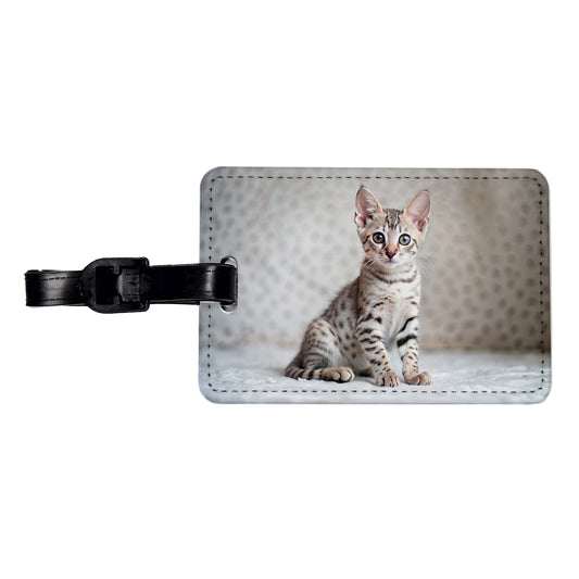 Egyptian Mau Cat Kitten Photo Travel Faux Leather Luggage Tag