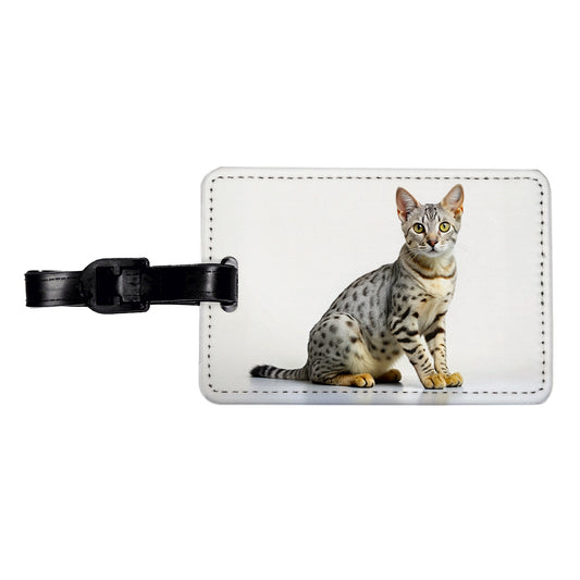 Egyptian Mau Cat Photo Travel Faux Leather Luggage Tag