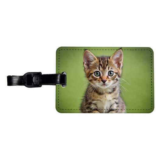 European Shorthair Cat Kitten Photo Travel Faux Leather Luggage Tag