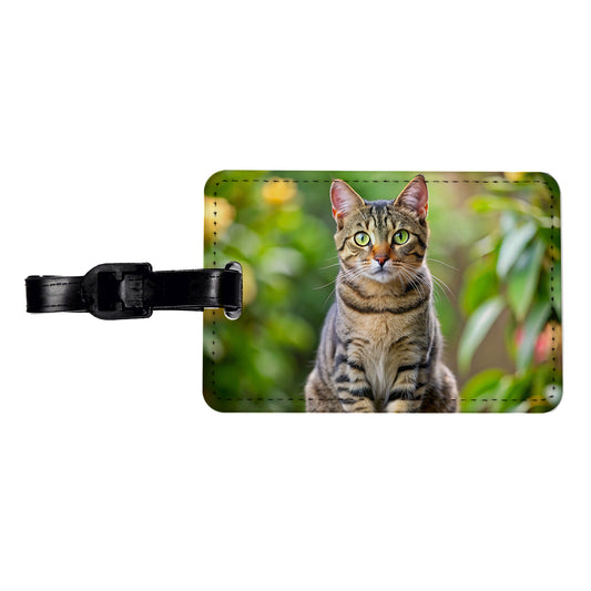 European Shorthair Cat Photo Travel Faux Leather Luggage Tag