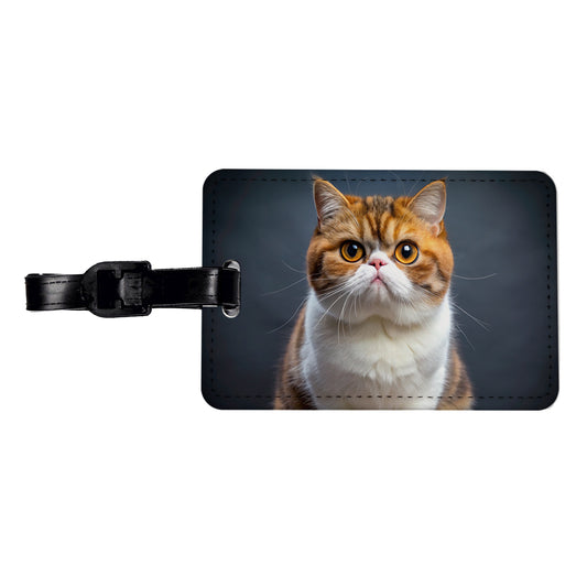 Exotic Shorthair Cat Photo Travel Faux Leather Luggage Tag