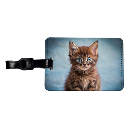 Havana Brown Cat Kitten Photo Travel Faux Leather Luggage Tag