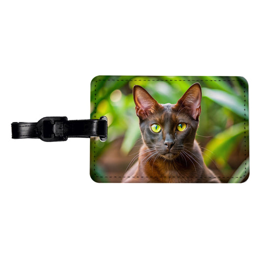 Havana Brown Cat Photo Travel Faux Leather Luggage Tag