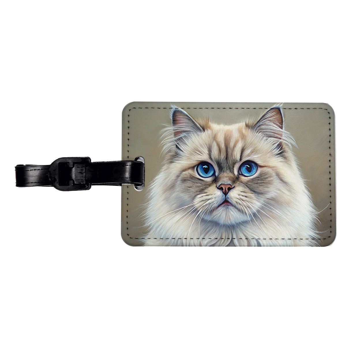 Himalayan Cat Illustration Travel Faux Leather Luggage Tag