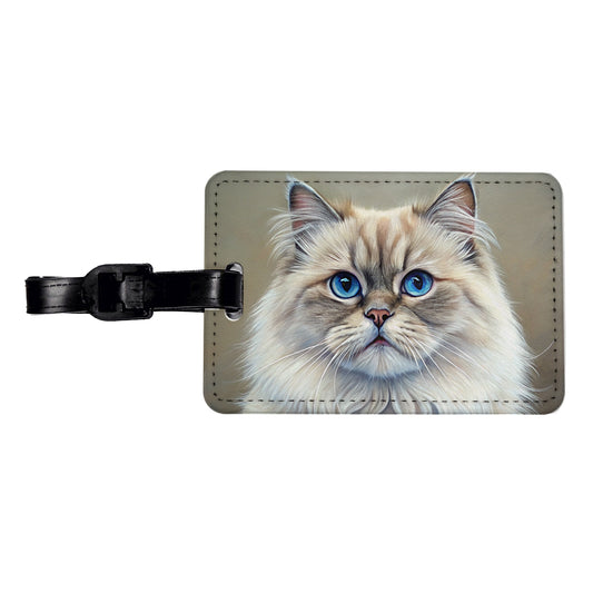 Himalayan Cat Illustration Travel Faux Leather Luggage Tag