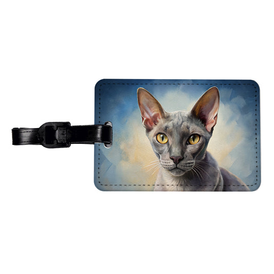 Korat Cat Illustration Travel Faux Leather Luggage Tag