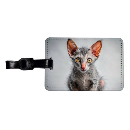 Lykoi Wolf Cat Kitten Photo Travel Faux Leather Luggage Tag