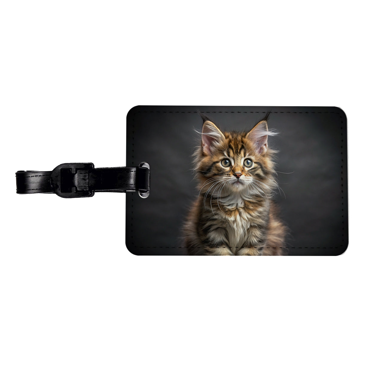 Maine Coon Cat Kitten Photo Travel Faux Leather Luggage Tag