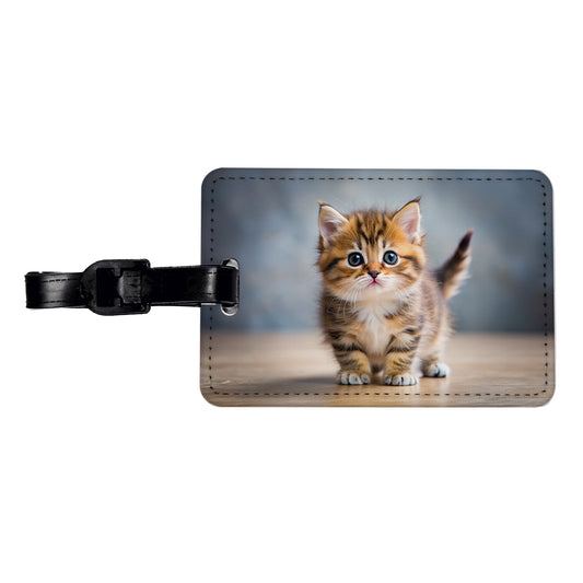Munchkin Cat Kitten Photo Travel Faux Leather Luggage Tag