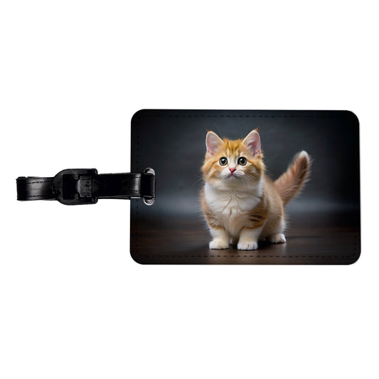 Munchkin Cat Photo Travel Faux Leather Luggage Tag