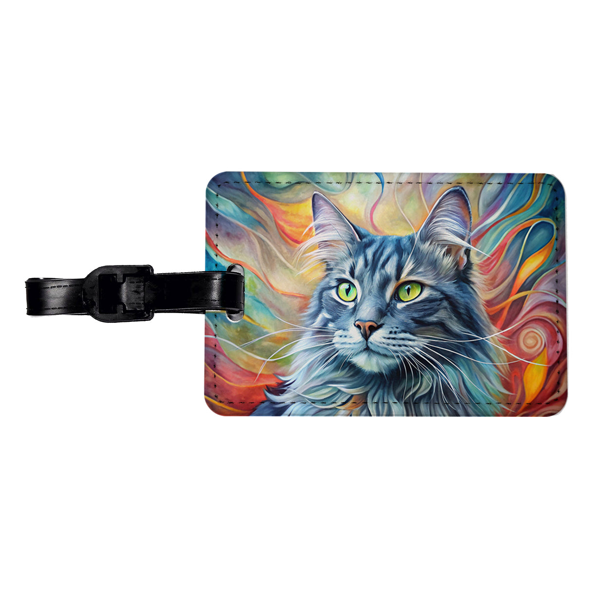 Nebelung Cat Abstract Art Travel Faux Leather Luggage Tag