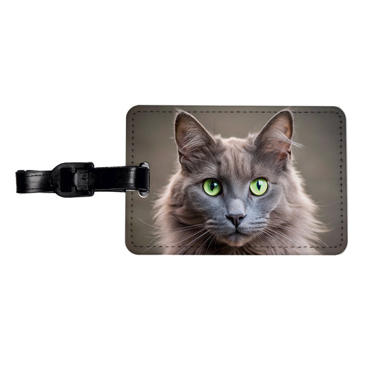 Nebelung Cat Photo Travel Faux Leather Luggage Tag