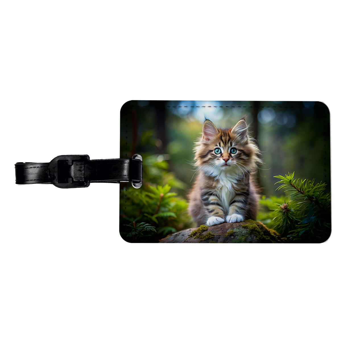Norwegian Forest Cat Kitten Photo Travel Faux Leather Luggage Tag