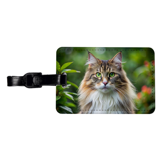 Norwegian Forest Cat Photo Travel Faux Leather Luggage Tag