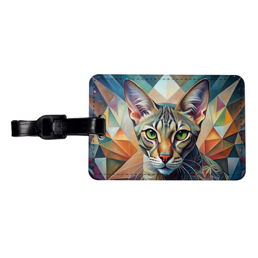 Ocicat Cat Abstract Art Travel Faux Leather Luggage Tag