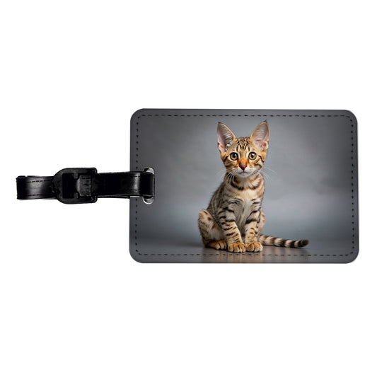 Ocicat Cat Kitten Photo Travel Faux Leather Luggage Tag