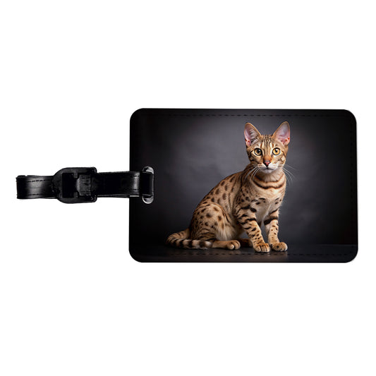 Ocicat Cat Photo Travel Faux Leather Luggage Tag