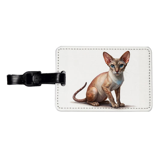 Oriental Shorthair Cat Illustration Travel Faux Leather Luggage Tag